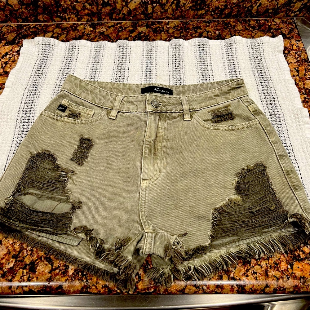 KauCau Army Green Jean Shorts Sz 8